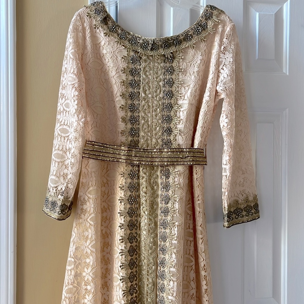 Ivory Cream Lace Moroccan Kaftan